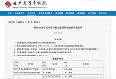 <b>北京公布2024中招志愿征集录取学校名单</b>